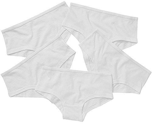Just Essentials Girls 5 Pack Cotton Plain Hipster Briefs Pants Knickers Back to School UK Seller - White - 13 Years
