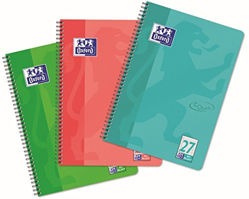 Oxford Touch Collegeblock A4 liniert mit Doppelrand, 80 Blatt, sortiert, 10 Stück