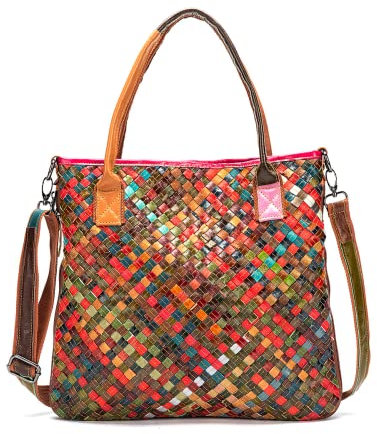 Eysee Damen Rind Leder Umhängetasche Handtaschen Henkeltaschen Schultertasche Collage Gradient…