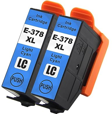 Go Inks Light Cyan E-378XLLC Compatible Ink Cartridge for use with Epson Expression Photo Printers (Pack of 2)