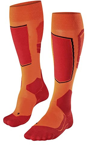 FALKE Mens Sk4 Advanced M Kh Wool Warm Thin Skiing Socks, Orange Flash 8034-O, 8-9 EU