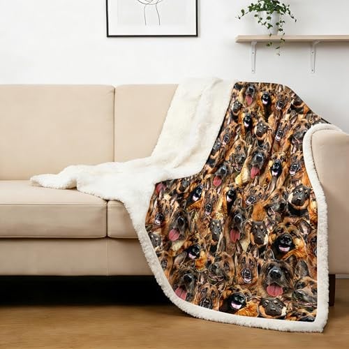 BlessLiving Dogs Sherpa Blanket Twin 150x200 cm | Plush sherpa fleece; reversible design, fuzzy; For adults and kids
