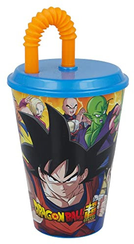 Stor Vaso Infantil Reutilizable con Tapa y Pajita de 430 ml de Dragon Ball