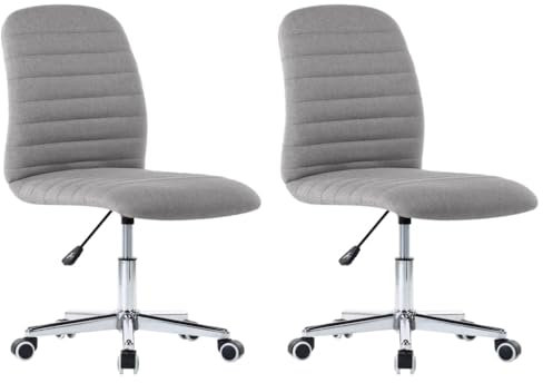 vidaXL Esszimmerstühle 2 STK., Esszimmerstuhl mit Rollen Höhenverstellbar Drehbar, Essstuhl Küchenstuhl Eisengestell, Stuhl Drehstuhl Esszimmer Küche, Hellgrau Stoff