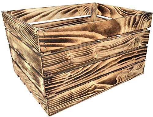 9er Set Holzkiste Klein Aus Holz - massive Weinkisten Vintage 50x40x30cm - Holzbox Für Aufbewahrung, Holzregal - Robuste Obstkisten & Apfelkisten - Deko Kiste Für Küche, Wohnzimmer - Kiste Geflammt