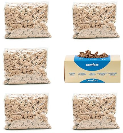 Pedsox, Recambio de 500pcs Calcetines Higiénicos Desechables para Prueba de Calzado, Línea Comfort, Unisex, Talla Única, Nude
