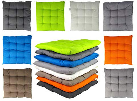 VIVA living Sitzkissen Stuhlkissen Stuhlauflagen Sitzpolster gesteppt mit Befestigungsbänder - für Innen und Außen 40x40x5 cm – 2er, 4er oder 6er Set (6, Braun)