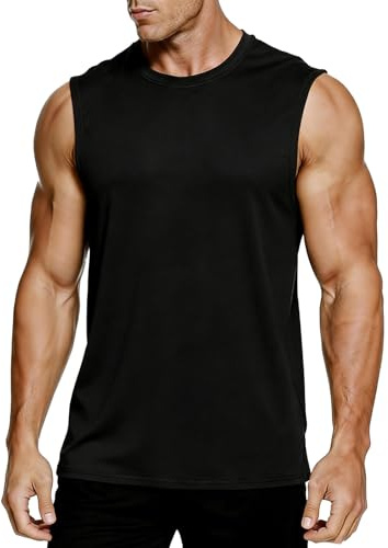 MeetHoo Men's Compression Shirt Slimming Sleeveless Shapewear Men Vest Seamless Undershirt Body Shaper Tank Top Workout Sport Black