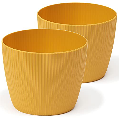 Tymar Pot de Fleurs, Lot de 2 (Moutarde, ø 21 cm)