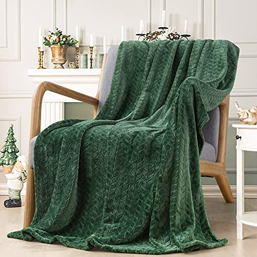 Inhand Fleece Throw Blanket, Super Soft Flannel Cozy for Adults, Washable Lightweight for Couch, Sofa, Bed, Office, Warm Plush for All Season, Green, 50×60