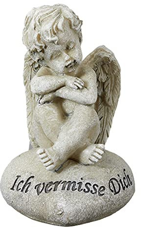 Grabengel, grau Ich vermisse Dich Engelfigur Grabschmuck I miss you HTI living