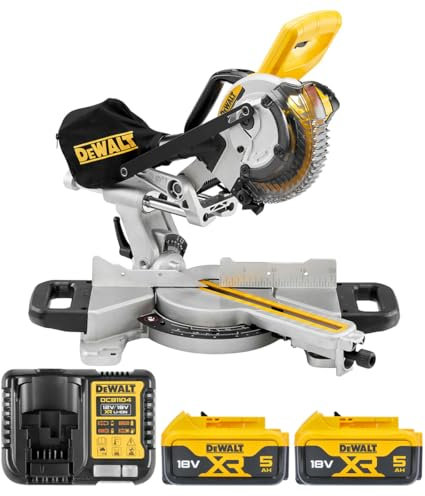 Dewalt DCS365N 18V Cordless 184mm Mitre Saw with 2 x 5.0Ah DCB184 Batteries & DCB115 Charger
