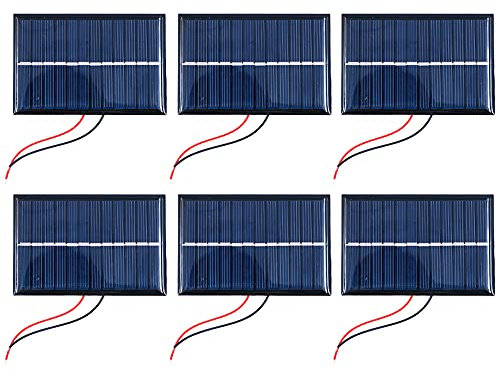 ZONADAH Lot de 6 mini panneaux solaires filaires 0,6 W 6 V Chargeur de batterie DIY Maison Science Scolaire Projets Camping Pêche Randonnée Jardin