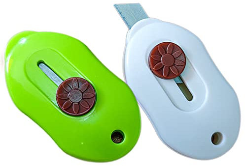 LEDLUX 2 Pezzi Mini Taglierino Tascabile, Mini Cutter Coltelli Multiuso Con Portachiavi, Inserimento Automatico Con Molla Retrattile