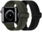 Elastisches Apple Watch Armband Kompatibel mit iWatch 42mm 41mm 40mm 38mm, Stoff Nylon Solo Loop Geflochtene Armbänder für Apple Watch Series 10/9/8/7/SE/6/5/4/3/2/1, Schwarz Grün