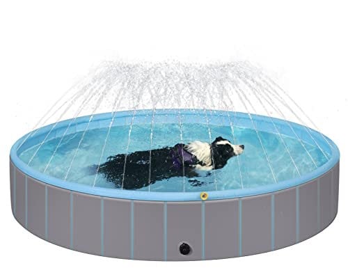 EUGAD Hundepool, Faltbare Hundepool, Hunde Pool mit Sprinkler 160x30cm Schwimmbecken Planschbecken für übergroße Hund,PVC Hundeplanschbecken Pool Wasserspielzeug für Sommer Outdoor Garten