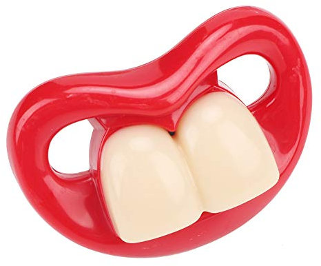 Alomejor Baby Schnuller, Niedlicher Lustiger Schnuller Dummy Schnuller Anti Off Silikon Einteiler Schnuller für Babys(4 Zwei Zähne)