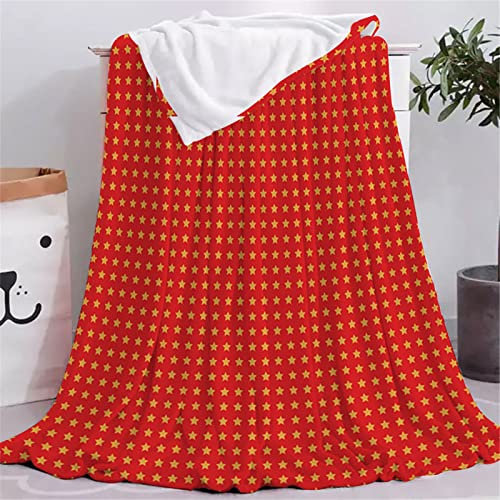 Chickwin Weihnachts Rot Kuscheldecke Flauschige Warm Winter Flanelldecke Weiche Fleecedecke Wohndecke Couchdecke Bettüberwurf Sofaüberwurf TV Decke (100x150cm,Gelbe Sterne)