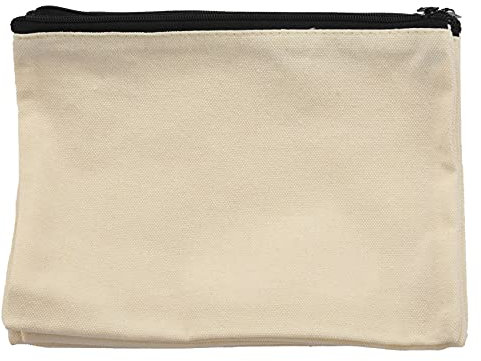 KVSERT 12 Stück Canvas Zipper Bags Blank DIY Craft Pouches for Travel Cosmetic Make up Bags Federmäppchen Gift Bags Coin Cash Purse