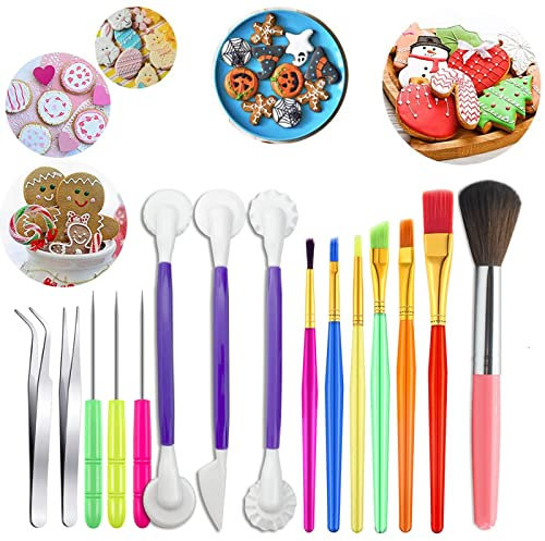 Kuchen Pinsel, 15 Stück Pinsel Deko Kuchen, Fondant Kuchen Bürsten, Fondant Modellierwerkzeug, für Die Diy-Dekoration Von Torten, Keksen Und Fondant