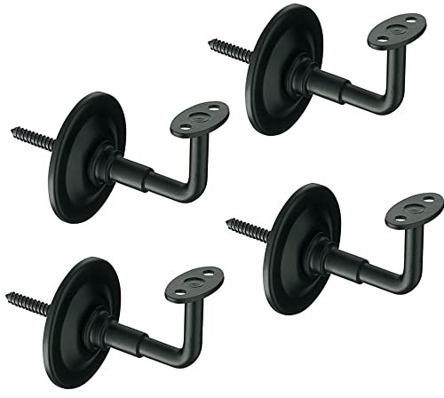 Confezione da 4 supporti per corrimano | ringhiera per scale resistente e durevole | montaggio a parete | acciaio | Colore: nero opaco | Include: viti e tasselli