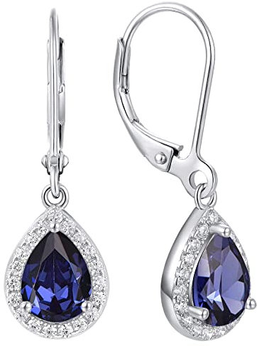 YL Damen Ohrhänger 925 Sterling Silber Dezember Geburtsstein Tansanit Zirkonia Oval Tropfen Ohrringe