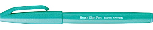 Pentel SES15C-D4X Brush Sign Pen Emerald Green Fibre Tip Brush Like Tip (Pack of 10)