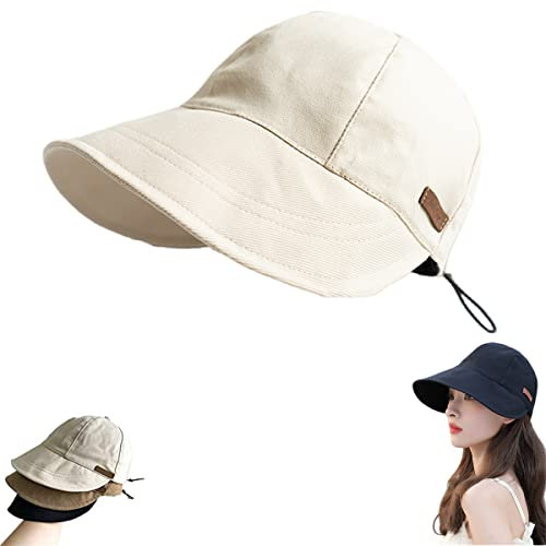 Maimiao Cappello con Protezione UV Senza Trucco,Cappello con Visiera per Donne,Cappelli solari Estivi UPF50+ per Donne (Beige)