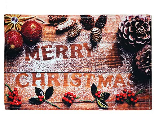 texpot 2 Stück Platzdeckchen 30 x 45 aus 100% Polyester Weihn. Merry Christmas Deko auf Holzbrett