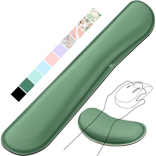 Gimars Handballenauflage Tastatur, Ergonomisches Tastatur mauspad mit gelkissen Memory Foam Handauflage, Handgelenkauflage für Tippen Schmerzlinderung, Komfort für Büro, Gaming, Dunkelgrün