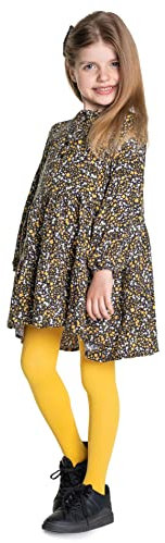 looksy Girls Solid Tights 40 DEN Opaque Soft Microfiber Children Footed Pantyhose Casual Dance School Ballet, Giallo 5-6 Years