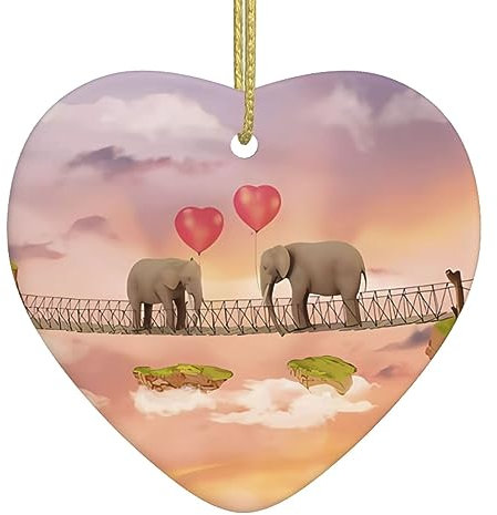 Elefant auf einer Brücke Druck Personalisierte Weihnachtskugel, Keramik Weihnachten Hängende Ornament, Weihnachtsbaumschmuck Für Freund Freundin Frau Xmas Geschenke