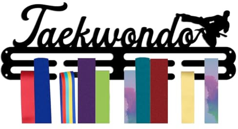 nbeads Medaillen Aufhänger Display Holder, Taekwondo Thema Medaillen Display Wandmontierter Rahmen Medaillenband-Halter Haken für Wettbewerb Medaille Wand Hängende Anzeige, Mount über 50 Medaillen