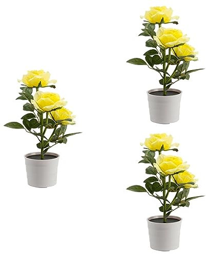 Housoutil 3st Blumen-solarleuchten Im Freien Rose Solarleuchten Im Freien Sonnenblumen Solarleuchten Schlafzimmer Dekorative Solarleuchten Dekorative Solarlampe Blumendekor Gelbe Rose Rosen