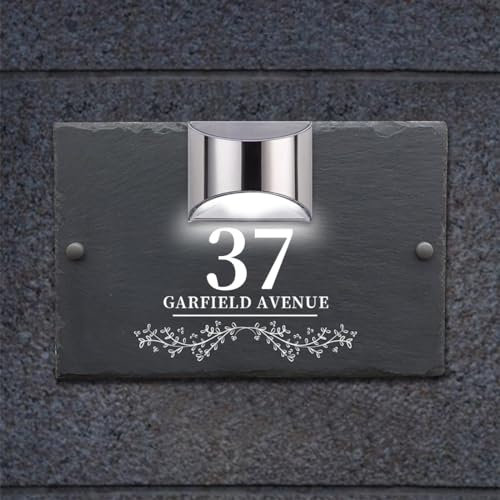 Plaque de porte solaire moderne personnalisée, panneaux d'adresse pour maisons, numéros de maison solaires pour l'extérieur, numéros d'adresse LED personnalisés pour l'extérieur, plaque d'adresse pour