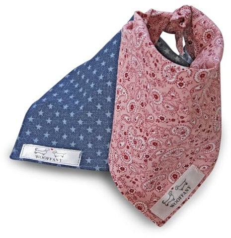 Hundehalstuch WOOFFANY - Design Heidi - flexibel verstellbar - waschbar bei 40 Grad - für kleine bis mittelgroße Hunde-Rassen - 100% Baumwolle - Handmade