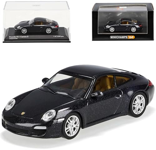 Generisch Porsche 911 997 Carrera S Coupe Atlas Grau Schwarz 1/64 Minichamps Modell Auto Modellauto