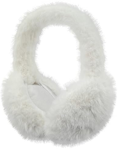AUSUAYA Fuzzy Ohrenschützer, faltbare warme Plüsch Ohrenschützer Ohrenwärmer für Winter kaltes Wetter Ohrenschützer W-E-M2 (Weiß)