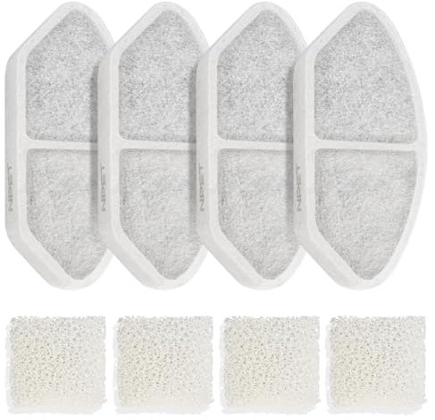 NPET Upgraded Design 4 Pack Replacement Filters for N280 Glass Pet Water Fountain Cat Water Dispenser