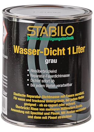 Wasser-Dicht 1 Liter - grau | Wasser-Stopp, Universalabdichtung und Feuchtigkeitssperre | Dichtet sofort bei jedem Wetter