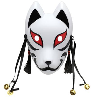 YangYong Fuchsmaske, mittelgroße Kitsune Kabuki-Maske für Jungen, japanische Comic-Anime-Thema-Kostümmaske für Maskenball, Party, Halloween