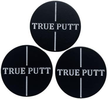 True Putt Golf Ball marker with golf alignment lines. Golf Ball Markers for Putting Green, 3 pack