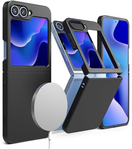 Ringke Slim Magnetic Compatibile con Cover Samsung Galaxy Z Flip 7 FE/Z Flip 6, Custodia Ottima Grip Rigida Calza Perfetta per Wireless Ricarica - Black