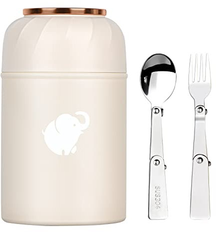 Food Flask- 850Ml Thermo Food Flask with Foldable Fork and Spoon, Leak Proof Soup Flask for Adults, Food Flasks Portable Food Thermo with Handle for Indoors Outdoors