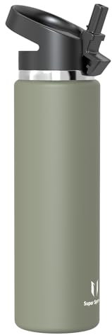 Super Sparrow Trinkflasche Edelstahl 1000ml - Breite Öffnung SwivelSip Thermosflasche - BPA-Frei Thermoskanne, Ergonomisch Trinkflaschen Strohhalm für Sport, Travel, Schule, Outdoor