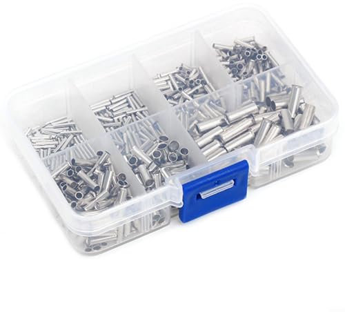600 Stück Aderendhülsen-Set, Kupfer-Crimpverbinder, nicht isolierte Hülsen-Crimpklemmen, Draht Kupfer Crimp Fitting Aderendhülsen