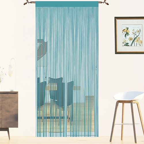 QiBoYuYe Tenda a Fili Tenda Per Porte Tende Per Finestre Decorazioni Per Porte Tenda Per Porta Interna Tenda Antimosche Per Porta Esterna Tende Per Mosche Divisori Per Stanze (blu, 90 x 200 cm)