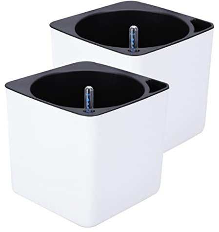 Parliky 2stücke Selbstbewässernder Blumentopf Aus Kunststoff Doppellagig Quadratisch Mit Großem Wasserspeicher Und Baumwollseil Pflanzgefäß Für Schreibtisch Einfaches Schwimmendes Nilomete