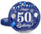 MORAINJAY 16pc Navy Blue Silver 9in Paper Plates for 50th Birthday Party Supplies