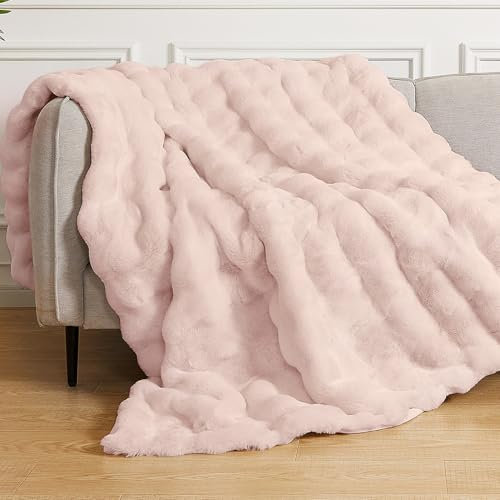 ORINOVA Couverture Fausse Fourrure Moelleuse Chaude Rose 130x150 cm Couverture Doux Polaire Canapé Lit Confortable